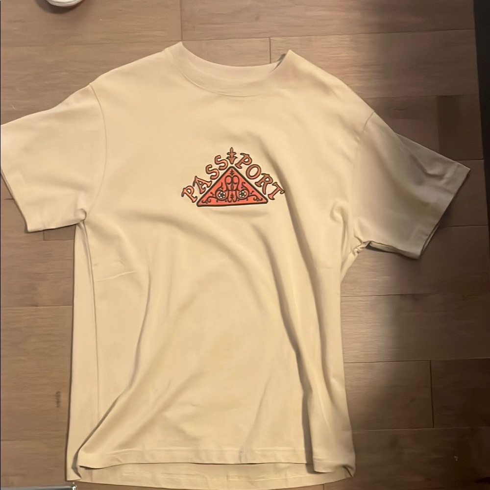 Cream T-Shirt with Red Graphic